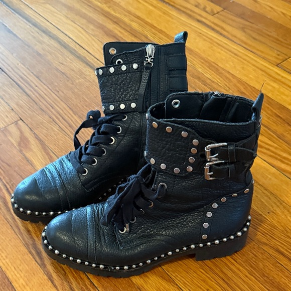 Sam Edelman Black Studded Combat Boots - Picture 1 of 4